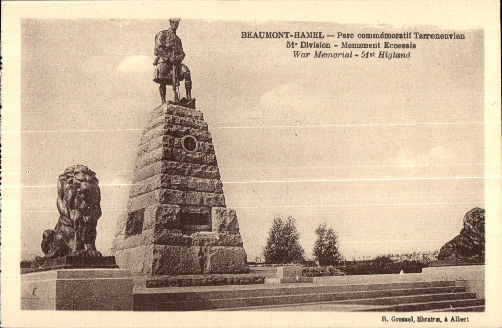 CPA Beaumont Hamel Avoids Commemorative Terreneuvien 51 Division Scottish Monument