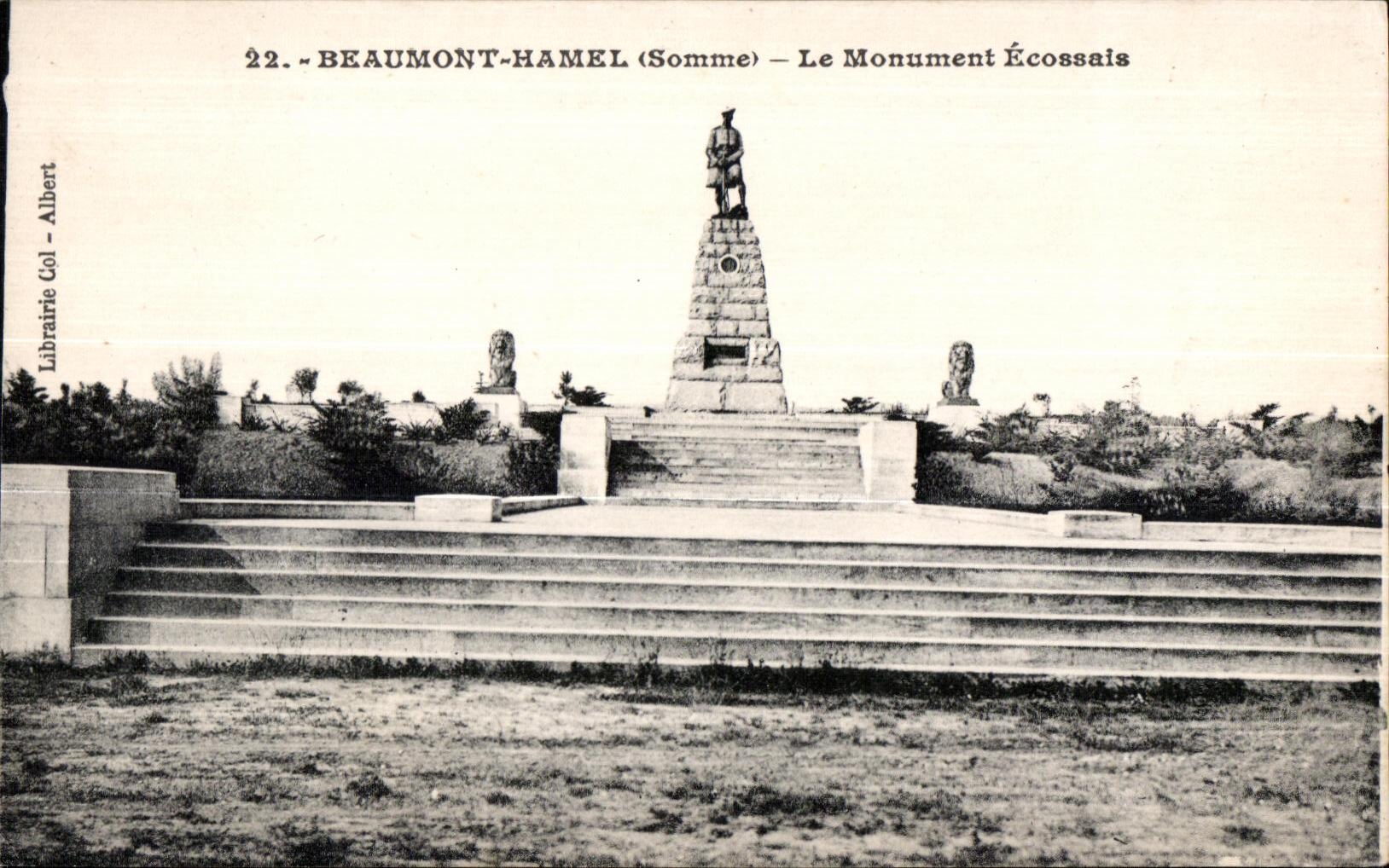 CPA Beaumont Hamel (Somme) the Scottish Monument Militaria Lion