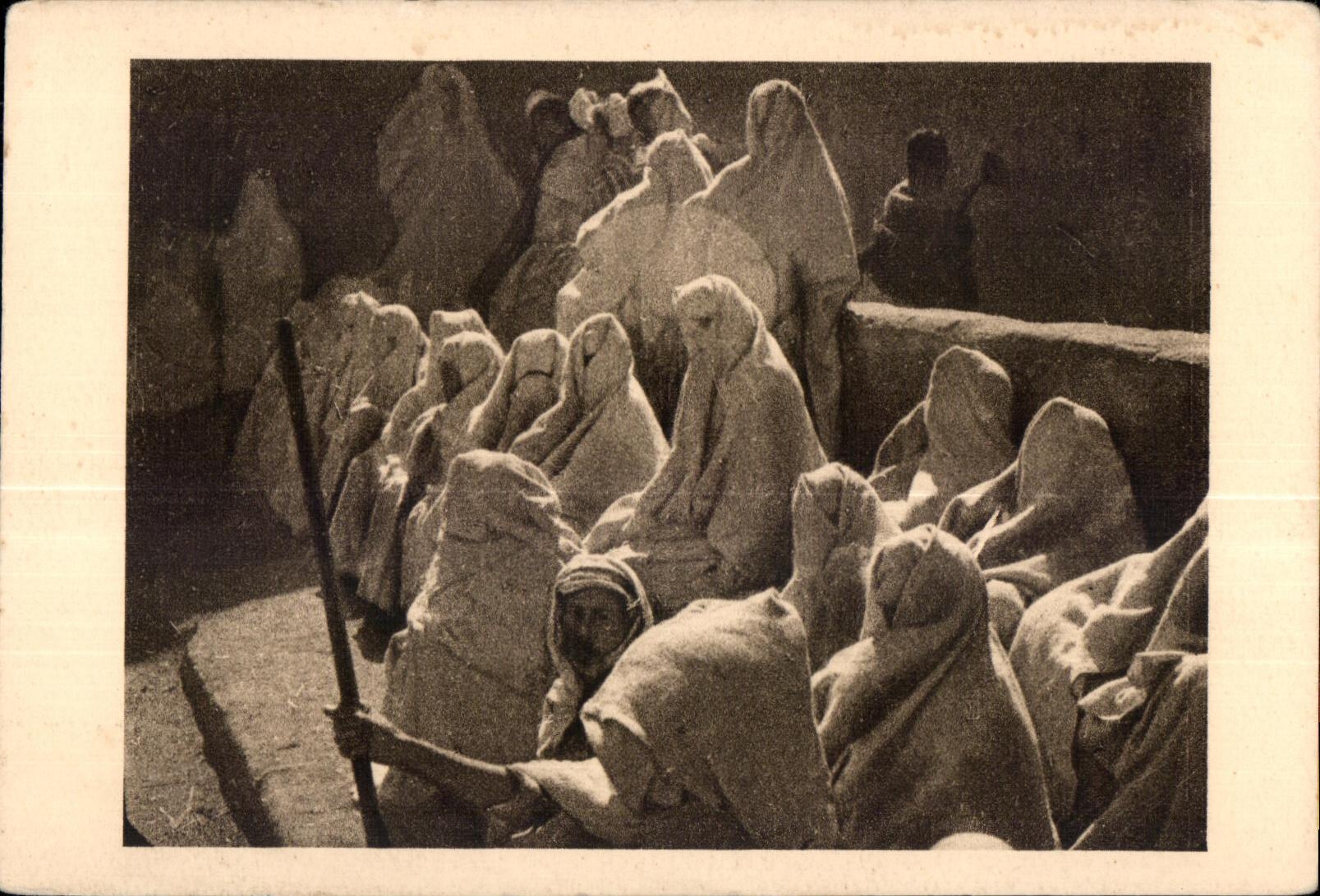 CPA Morocco Femrnes in front of the Mosque