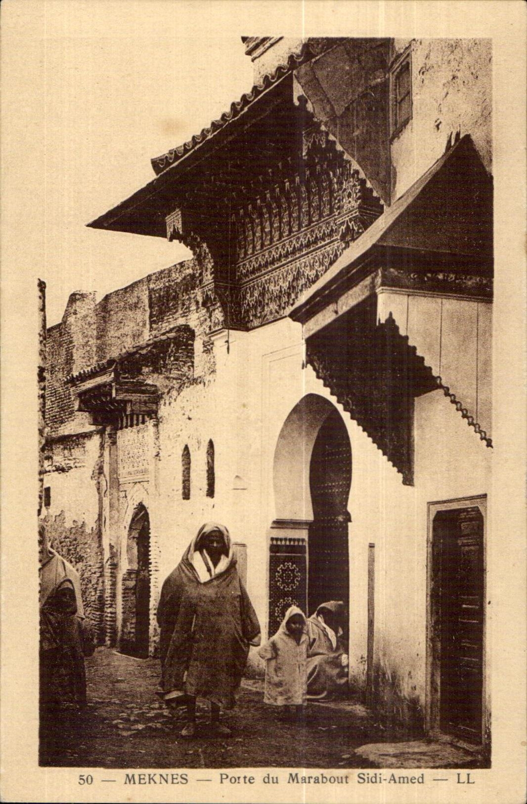 CPA Maroc Meknes Porte du Marabout Sidi Amed