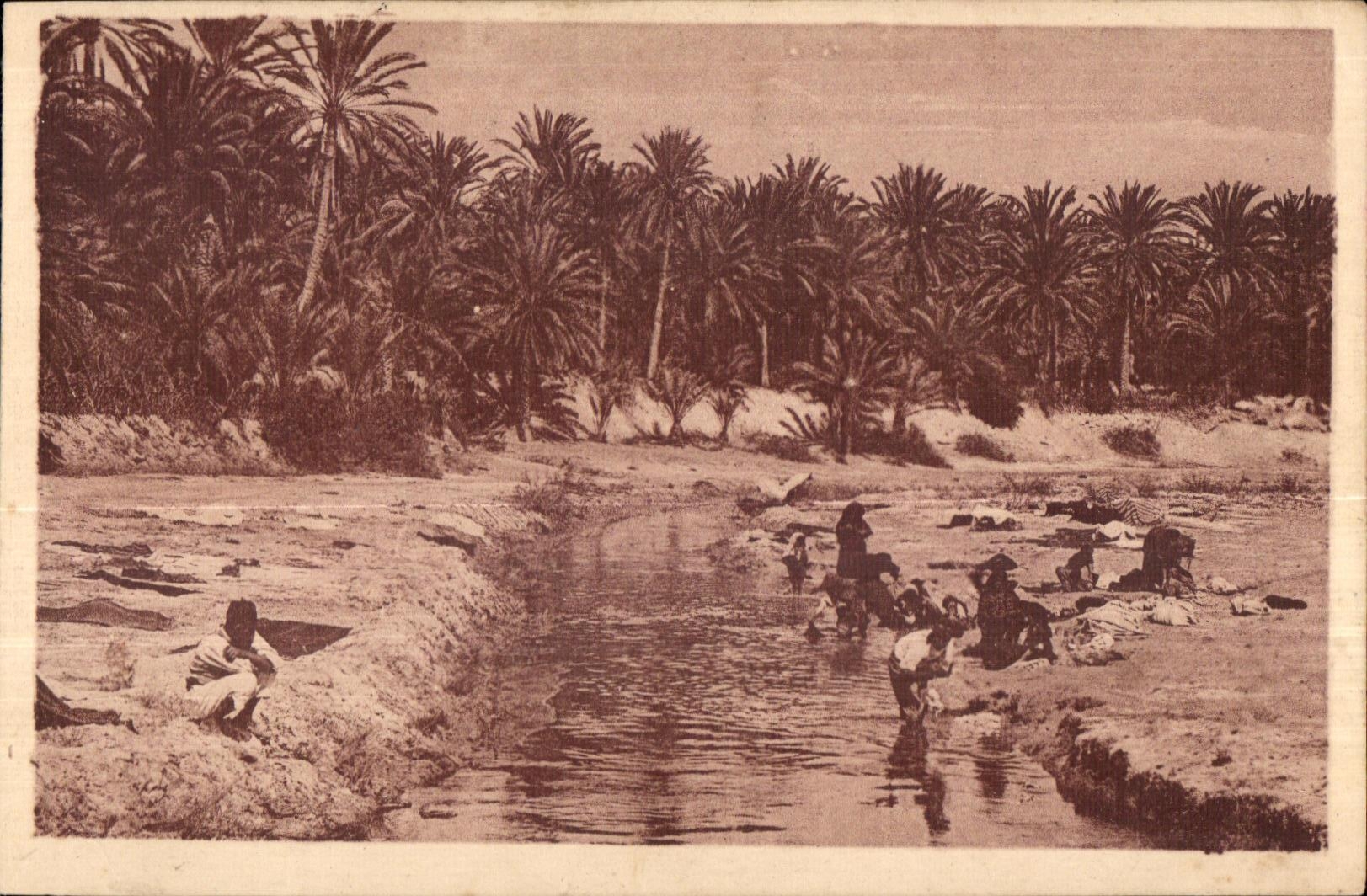 CPA Morocco Gabes Laveuses HAS Wadi of Djara