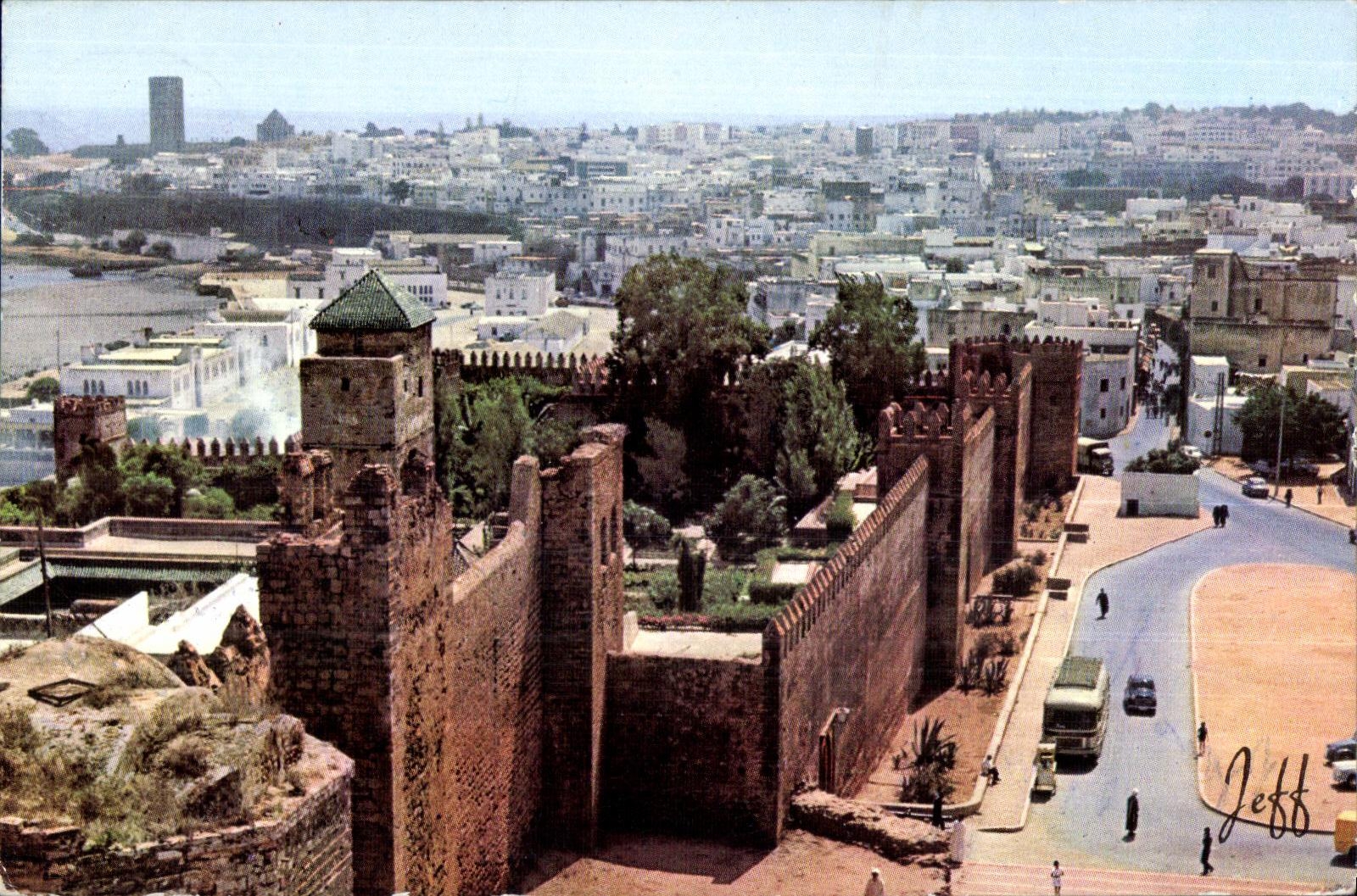 CPA Maroc Rabat Jardins des Oudaias en panorama Panorama des Oudaias Gardens