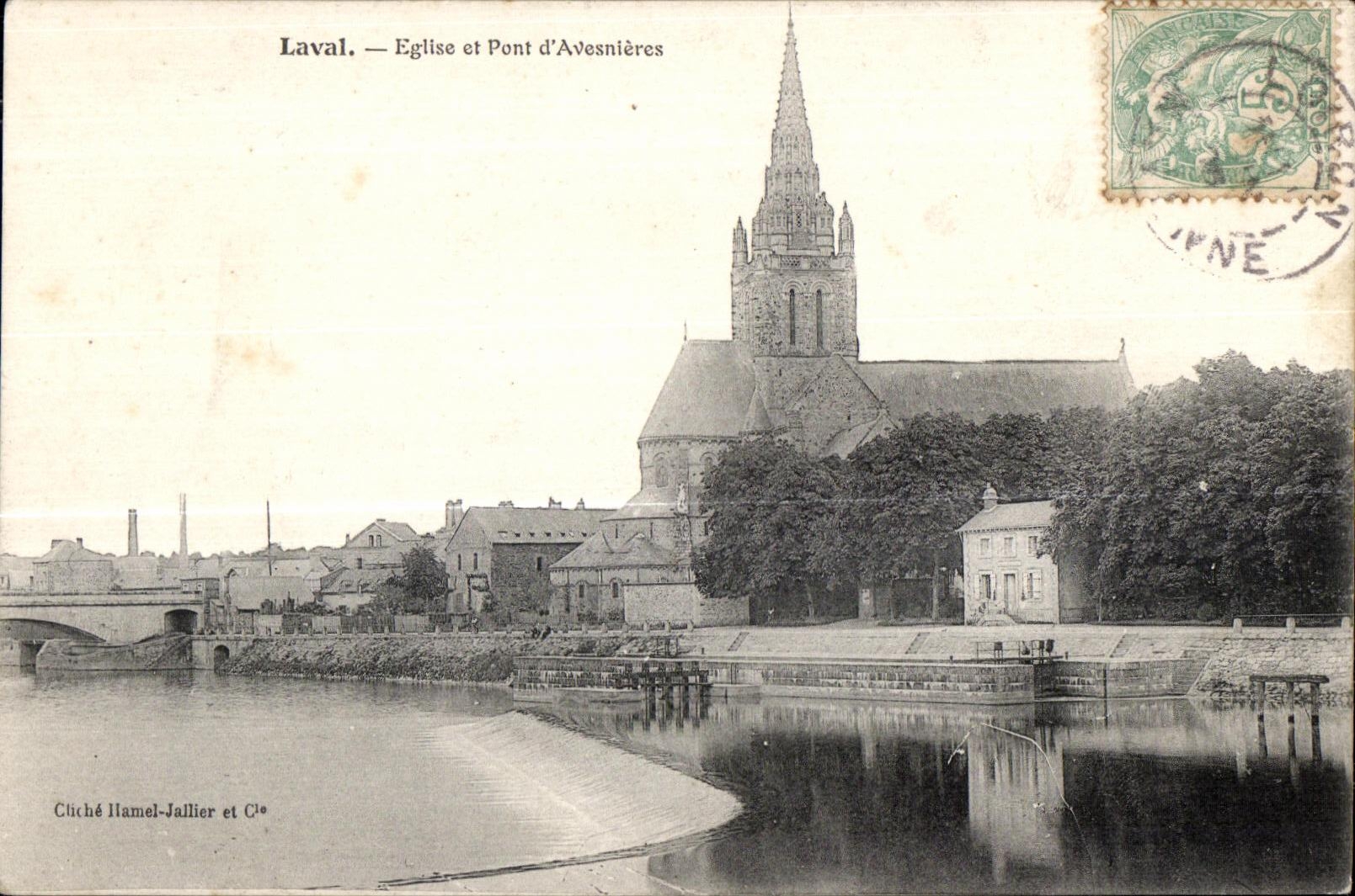 Iglesia y puente Avesnieres de CPA Laval