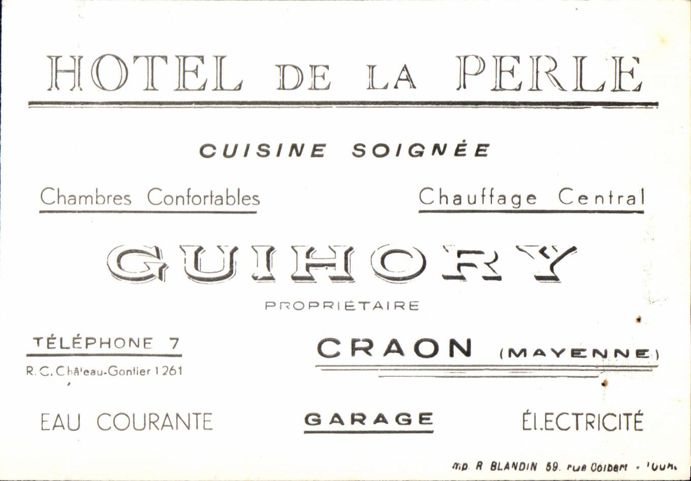 Facture Hotel De La Perle Cuisine Soignee Guihory Craon Eau Courante Garage El Ectricite