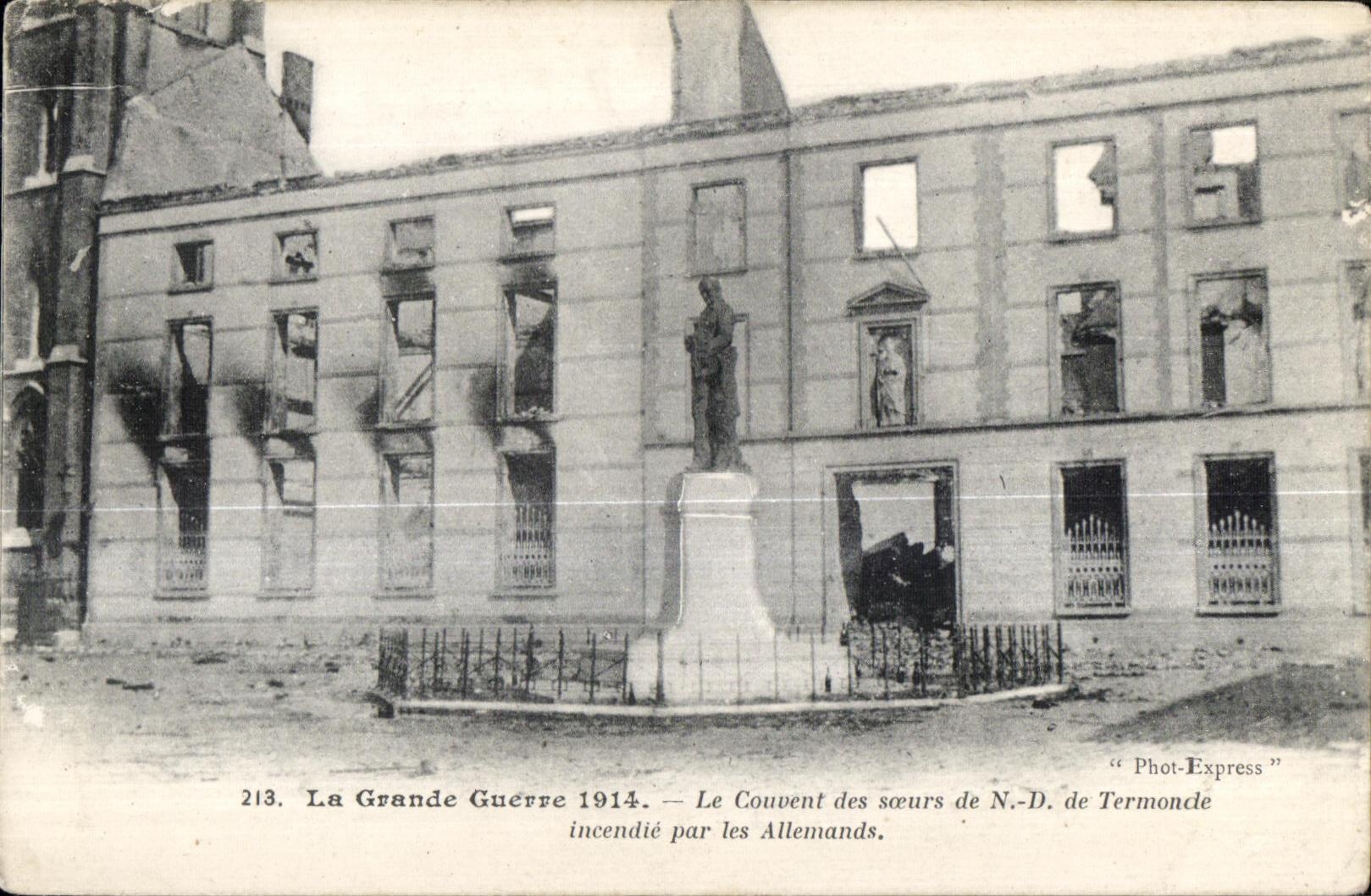 CPA the Great War the Convent of the Sisters of Termonde Militaria