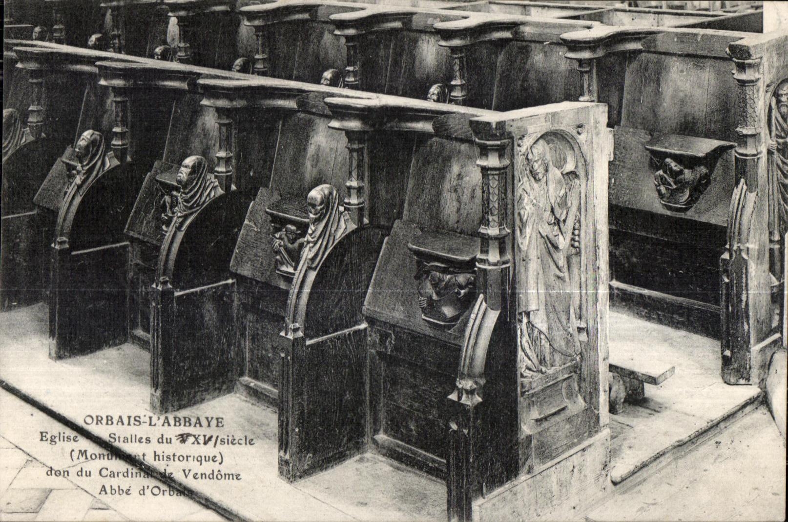 CPA Orbais Abbey Church Stalls