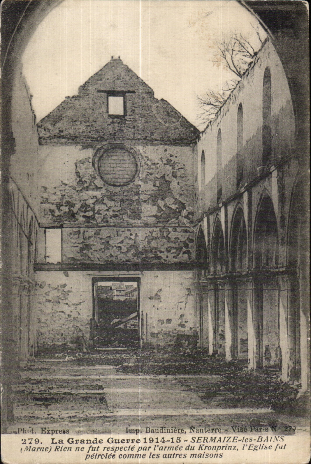 CPA the Large Sermaize War les Bains (the Marne) Nothing ful repecte by armed with Kronprinz Eglise was petroice like