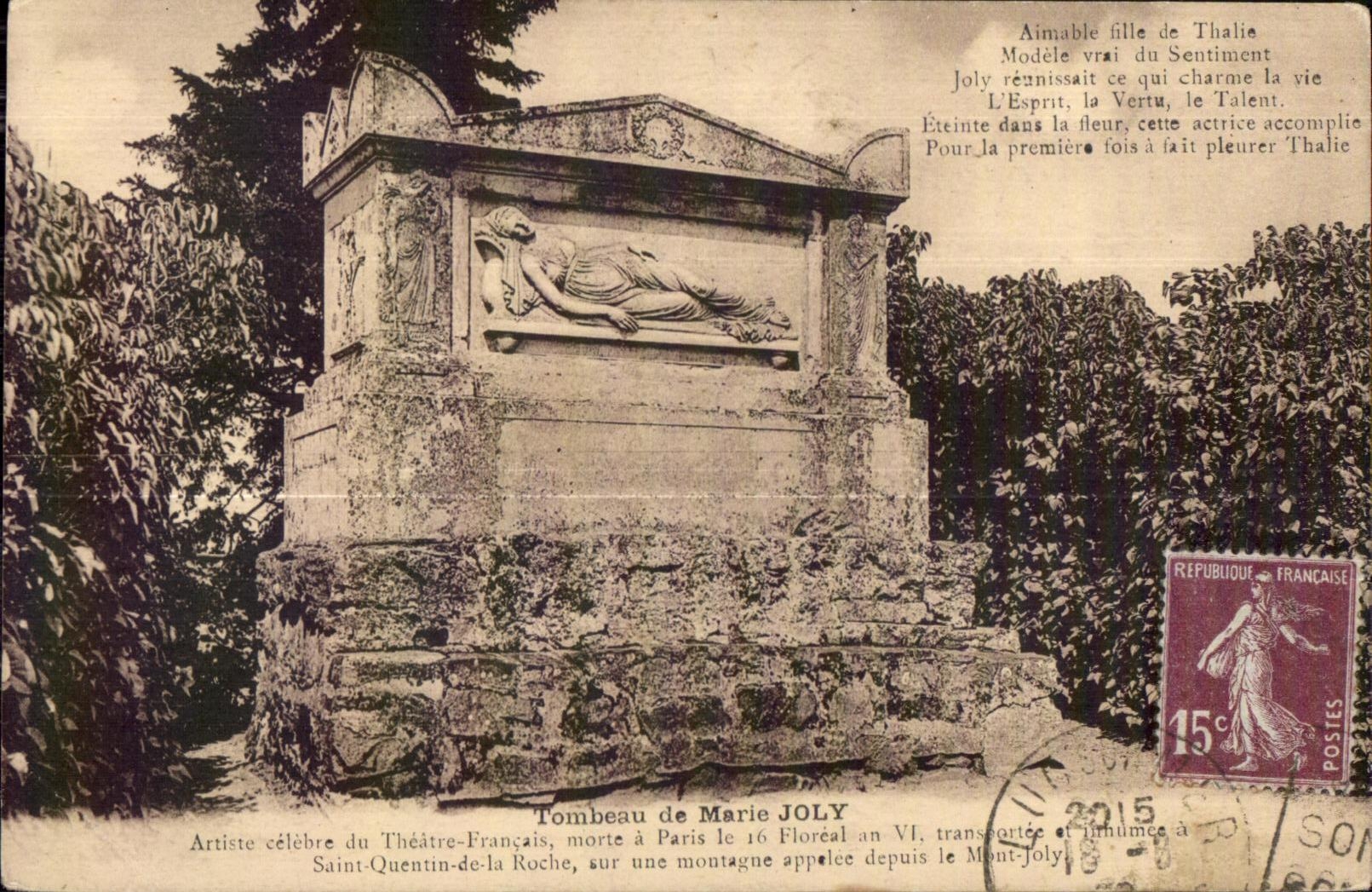 CPA Tombeau of Marie Jolly Artiste of the Theater Francois Morte has Paris Floreal year VI