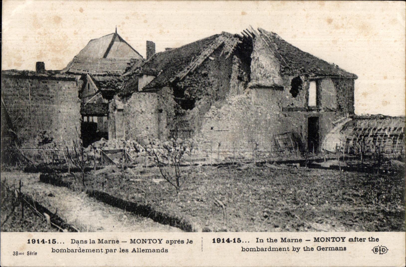 CPA In the Montoy Marne after the Bombardment by the Militaria Germans