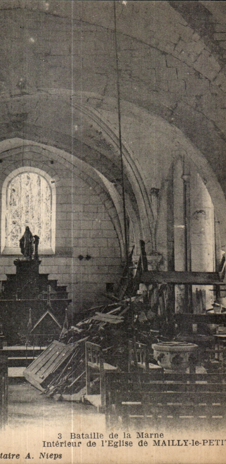 CPA Battles of the Marne Interior of Church of Mailly Small Militaria
