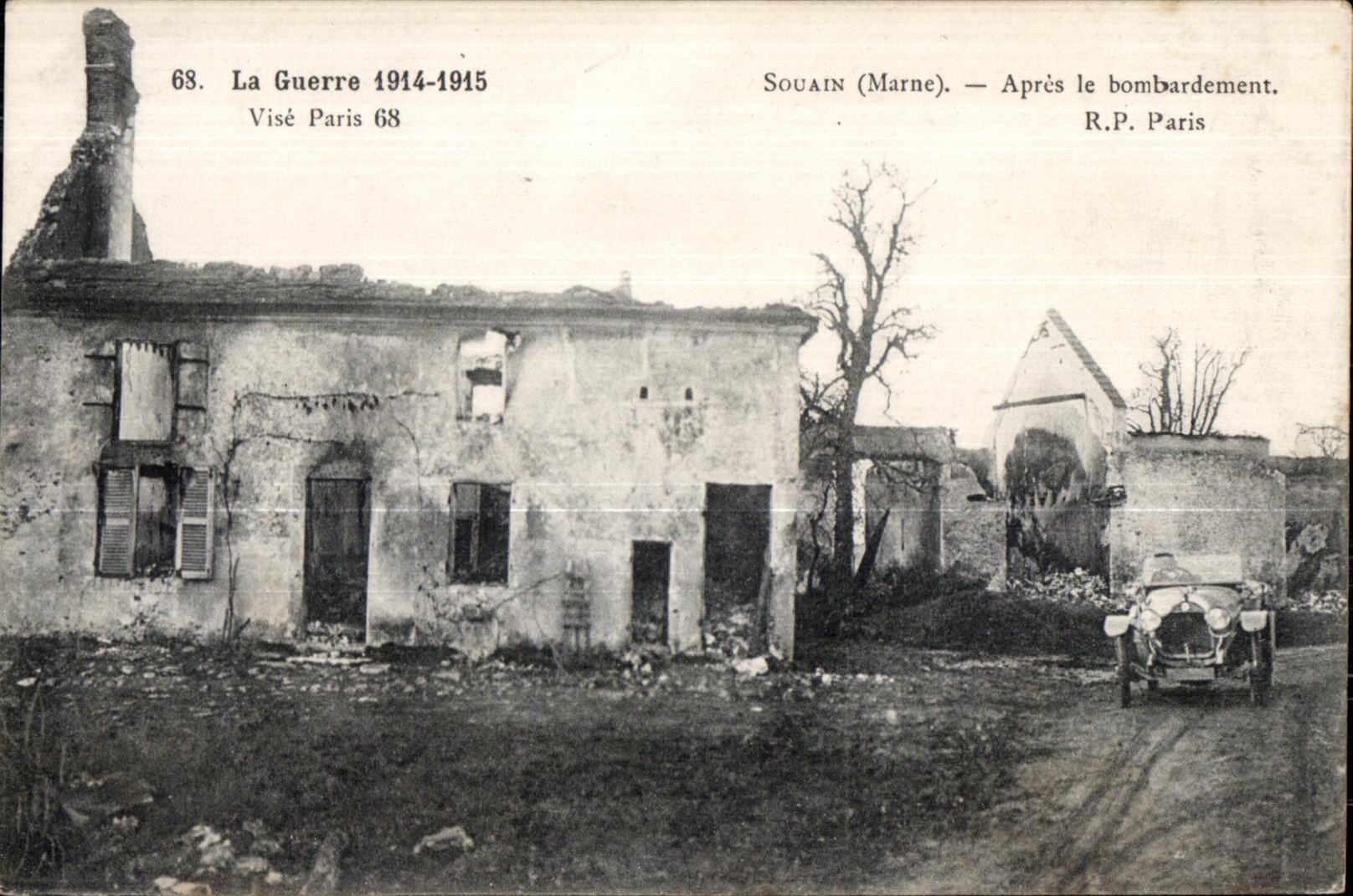 CPA the Souain War After the Automobile Militaria Bombardment