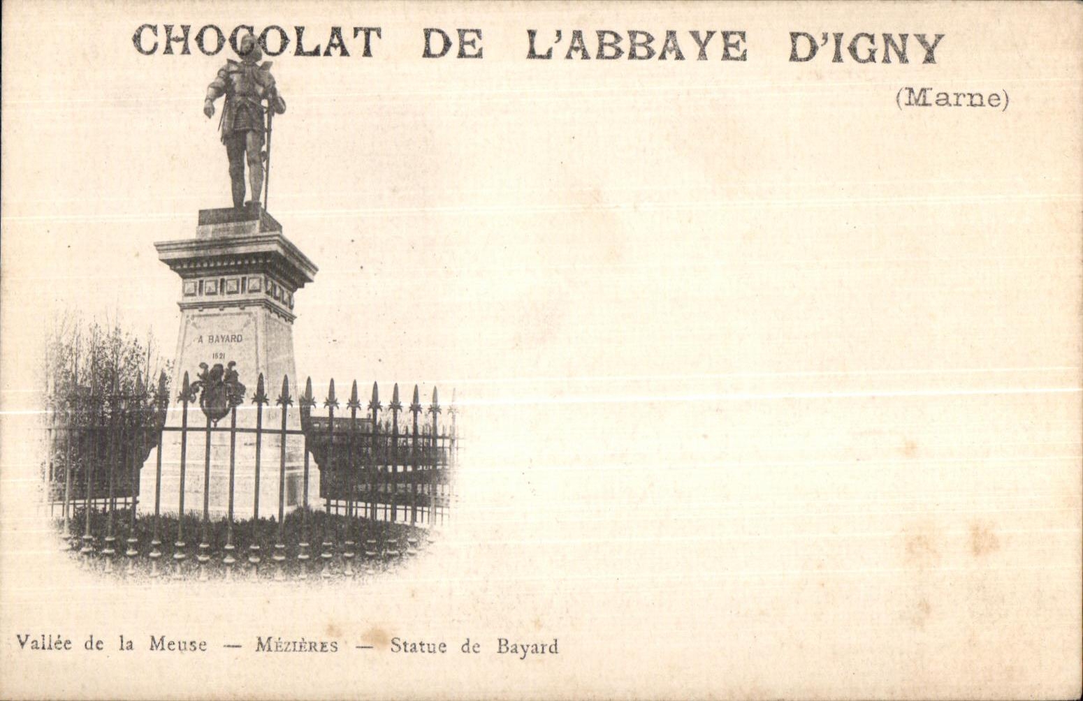CPA Chocolate of Abbey Igny the Marne Wall Statue of Bayard