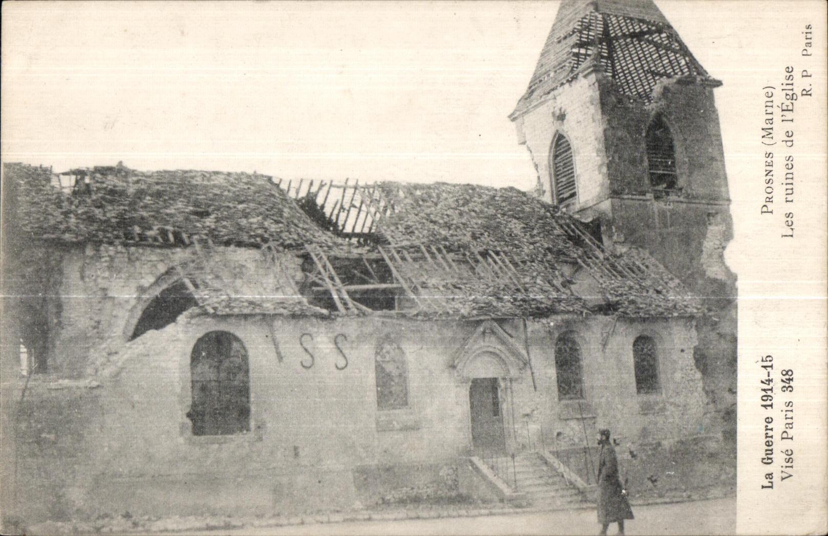 CPA the War 1914-15 Prosnes the Marne ruins of Church