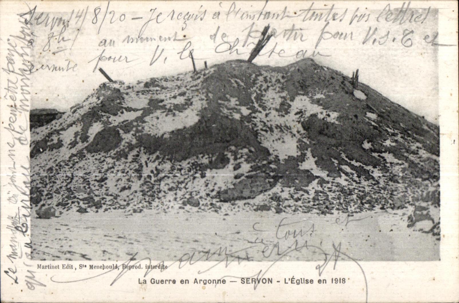 CPA the War in Argonne Servon Egllse in 1918 Militaria