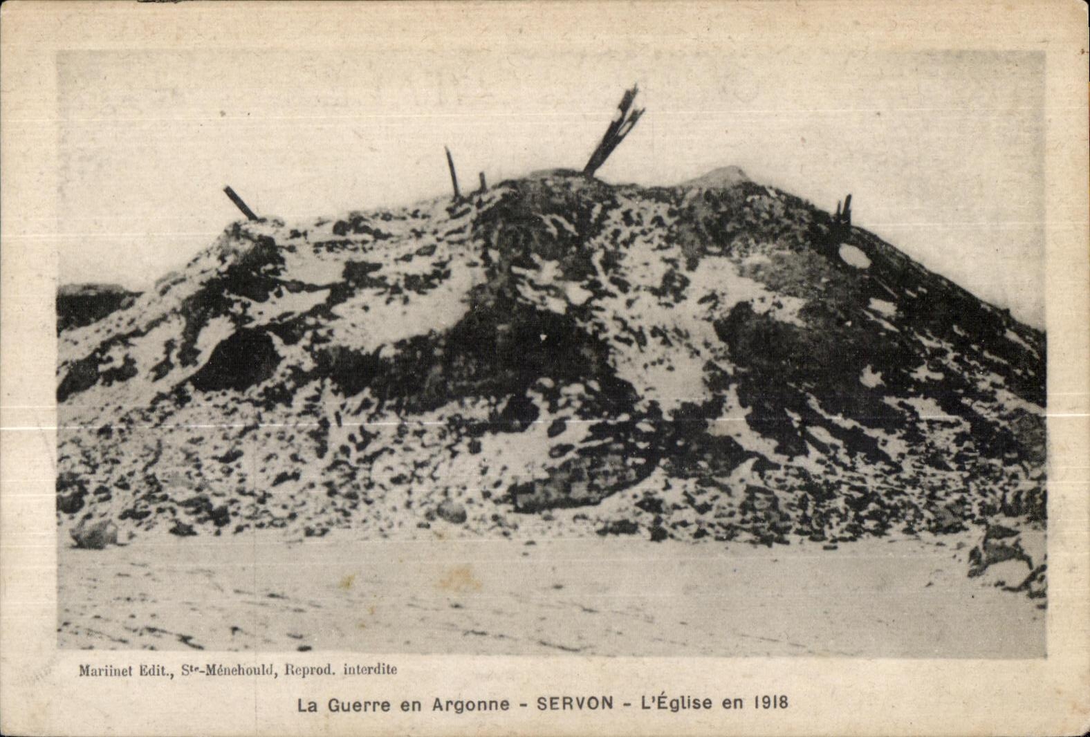 CPA the War in Argonne Servon Egllse in 1918