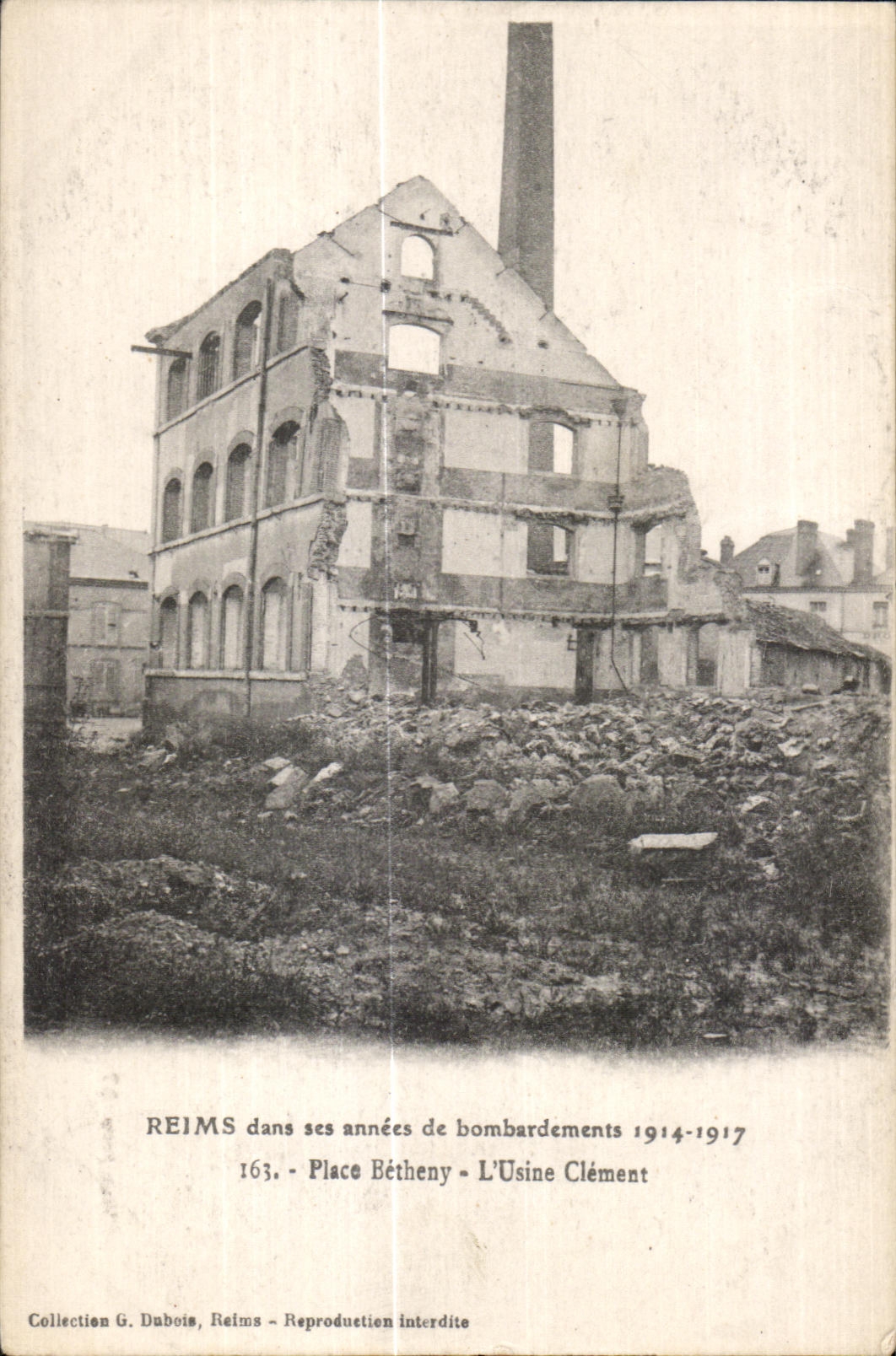 CPA Reims in its years of bombardments Place Betheny Machines Clement