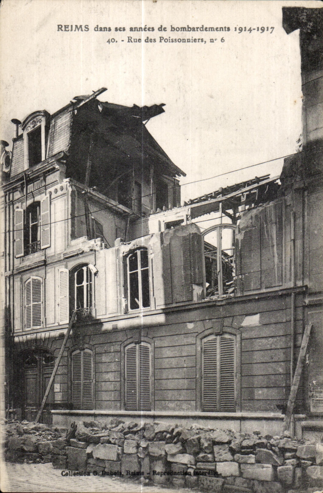 Reims in its years of 1914-1917 Rue des Poissonniers bombardments
