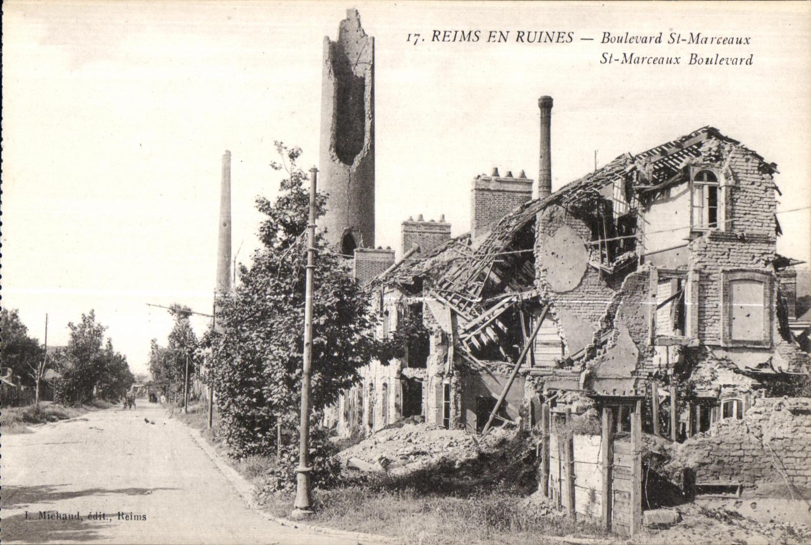 Reims In Ruins Boulevard St Marceaux Militaria