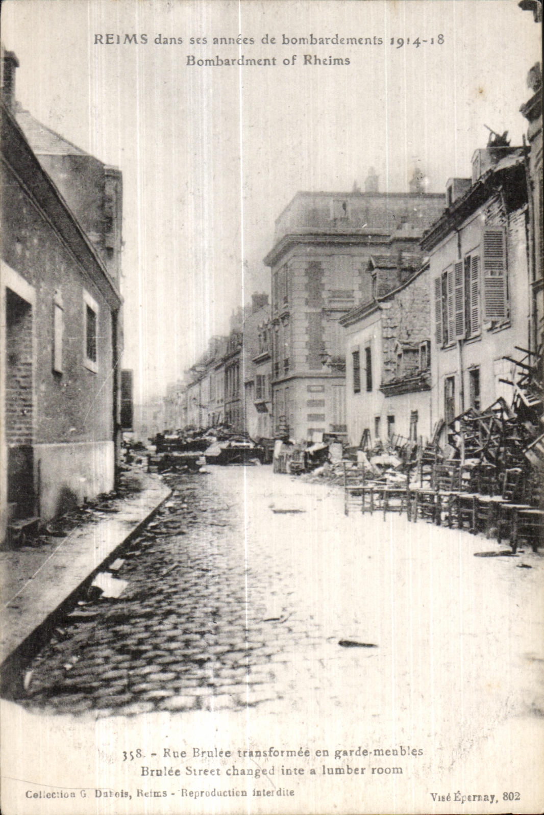 CPA Reims In its years of Bombardments Street brulee transformed into guard pieces of furniture