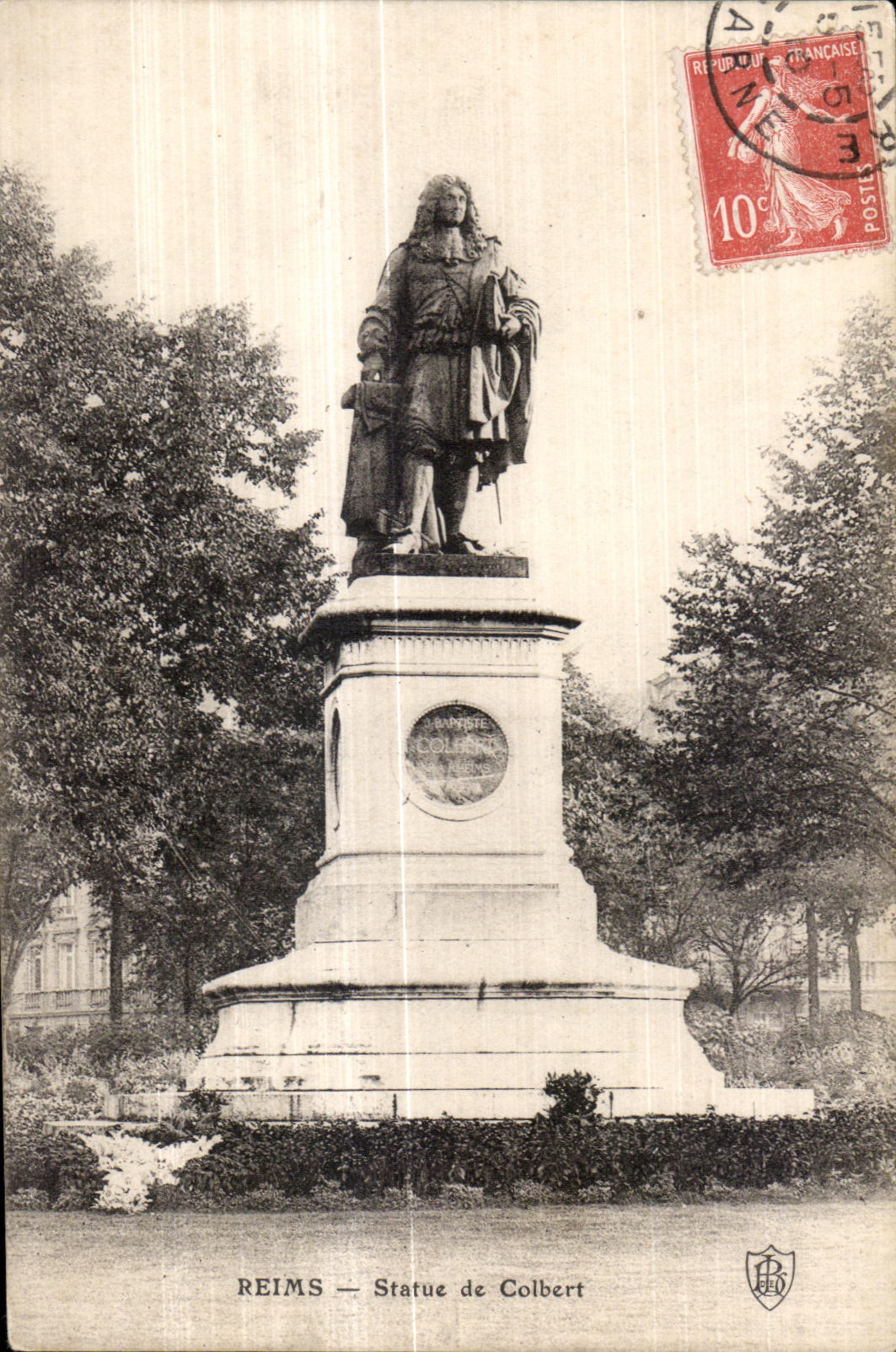 CPA Reims Statue of Colbert