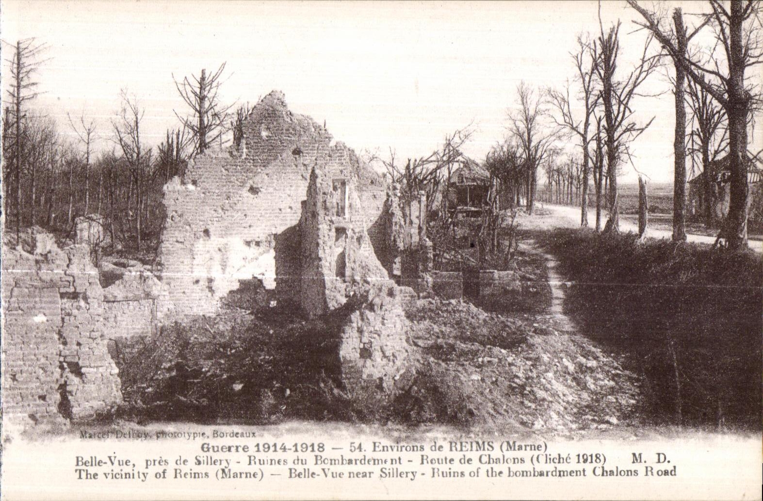 Beautiful CPA Reims Surroundings of the Ruins Seen close to Sillery Ruins of Bombardment Road of Militaria Trawl-nets