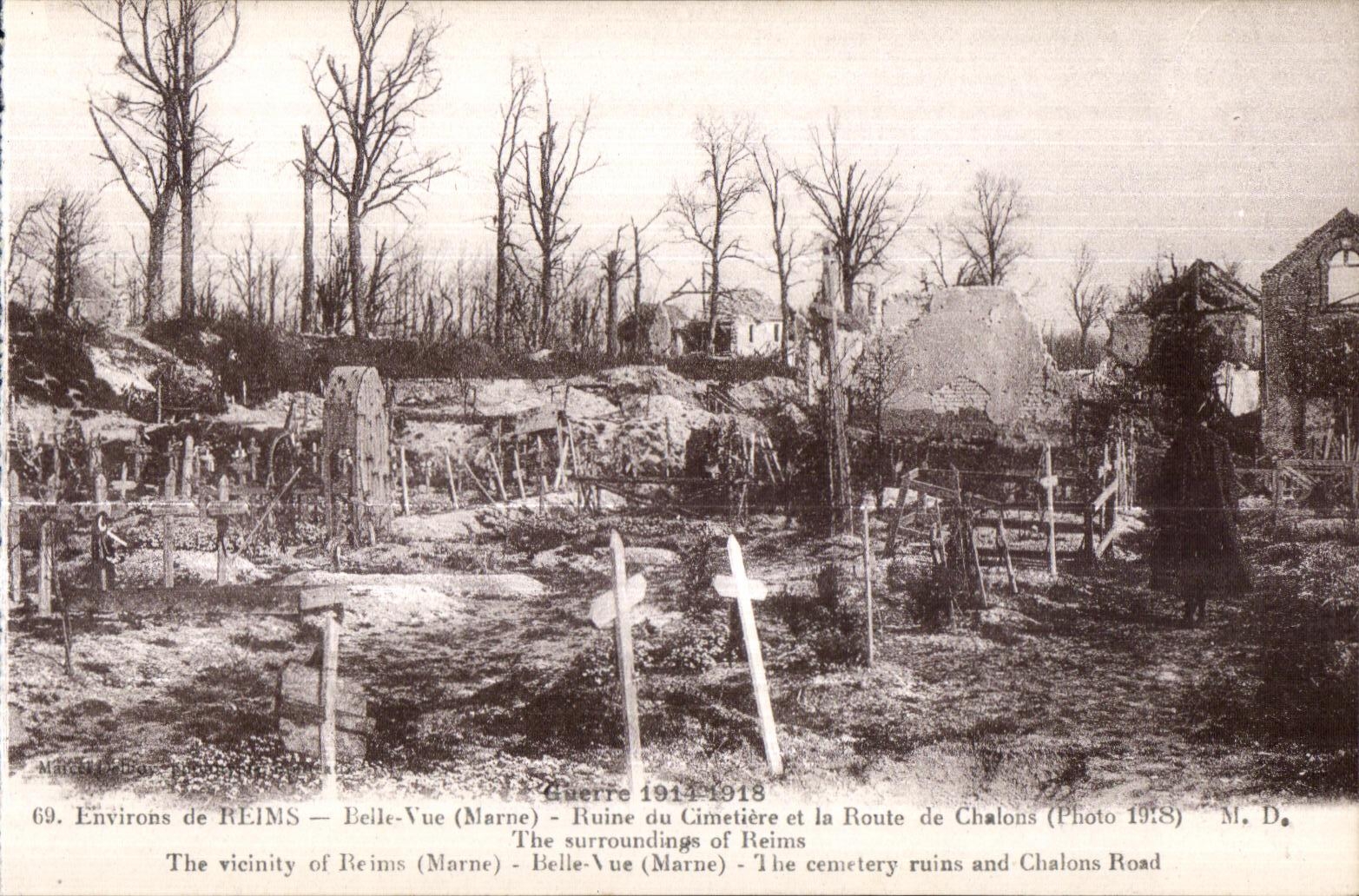 CPA Reims Environs of Beautiful Sight Ruins Cemetery and the Militaria Trawl-nets