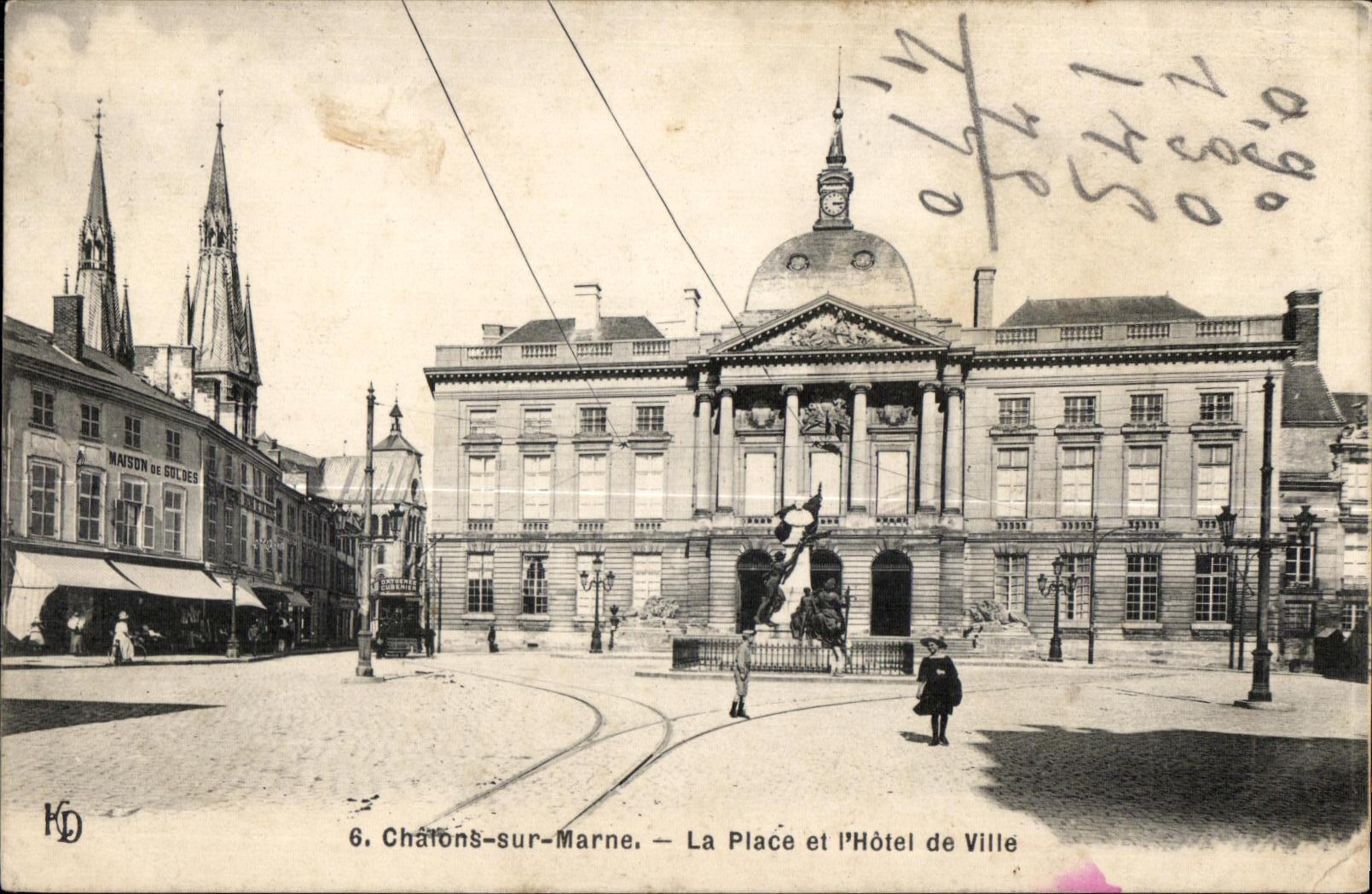 CPA Trawl-nets On the Marne the Place and I Town hall