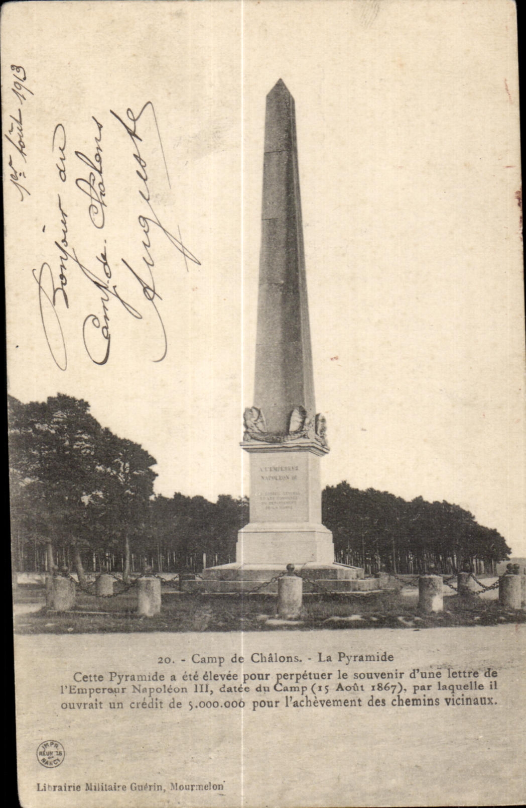 CPA Camp of Trawl-nets the Pyramid Cette Pyramid was high to perpetuate the memory a letter of