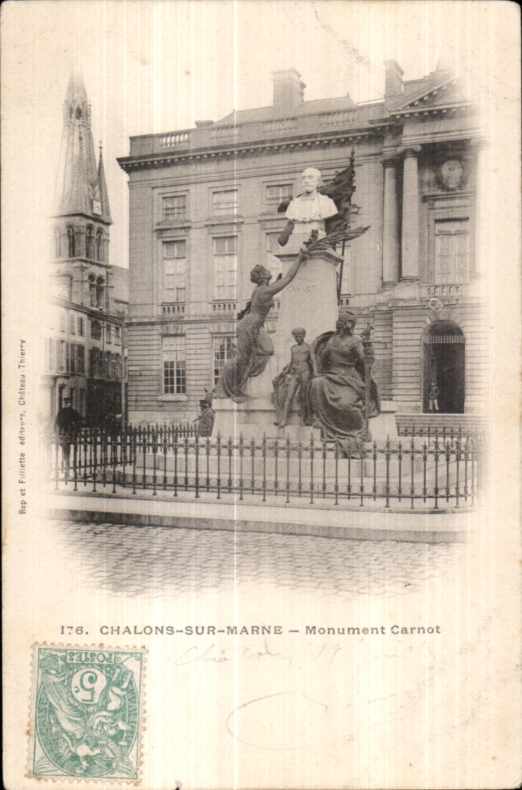 CPA Trawl-nets On the Marne Carnot Monument