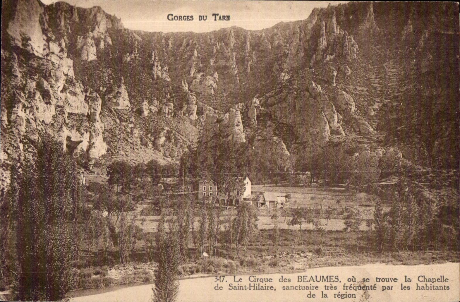 CPA Gorges du Tarn Le Cirque des Beaumes ou se trouve la Chapelle de Saint Hilaire
