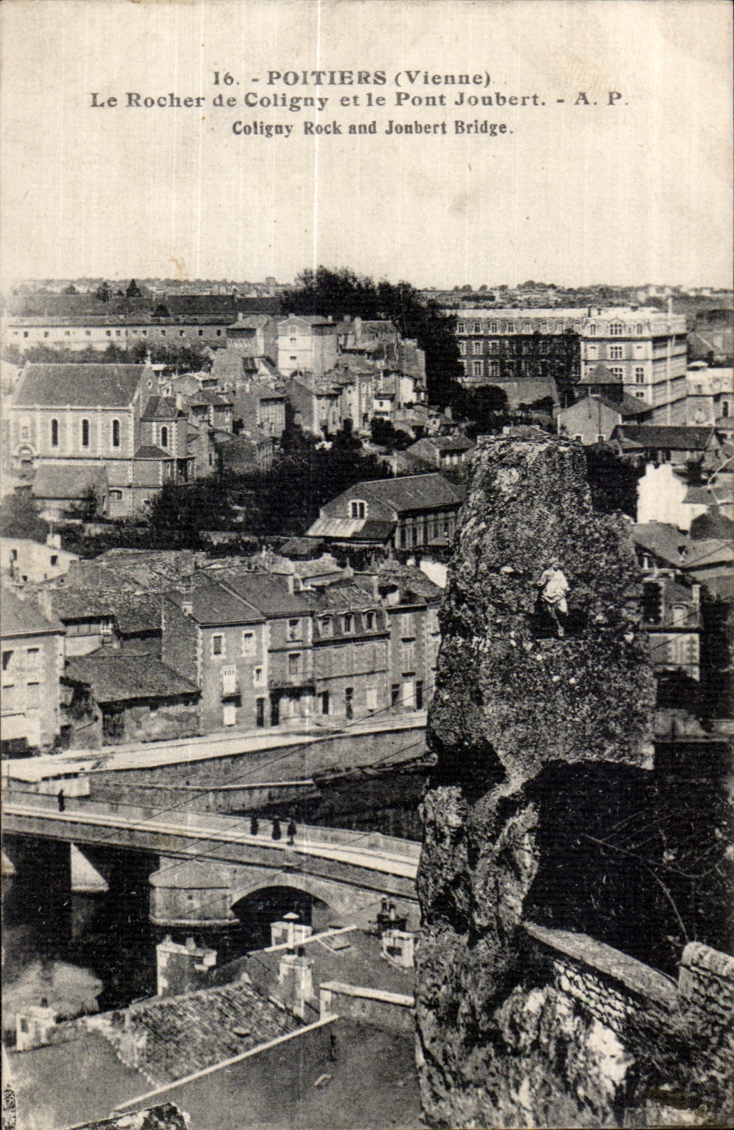 CPA Poitiers Le Rocher de Coligny et le Pont Joubert