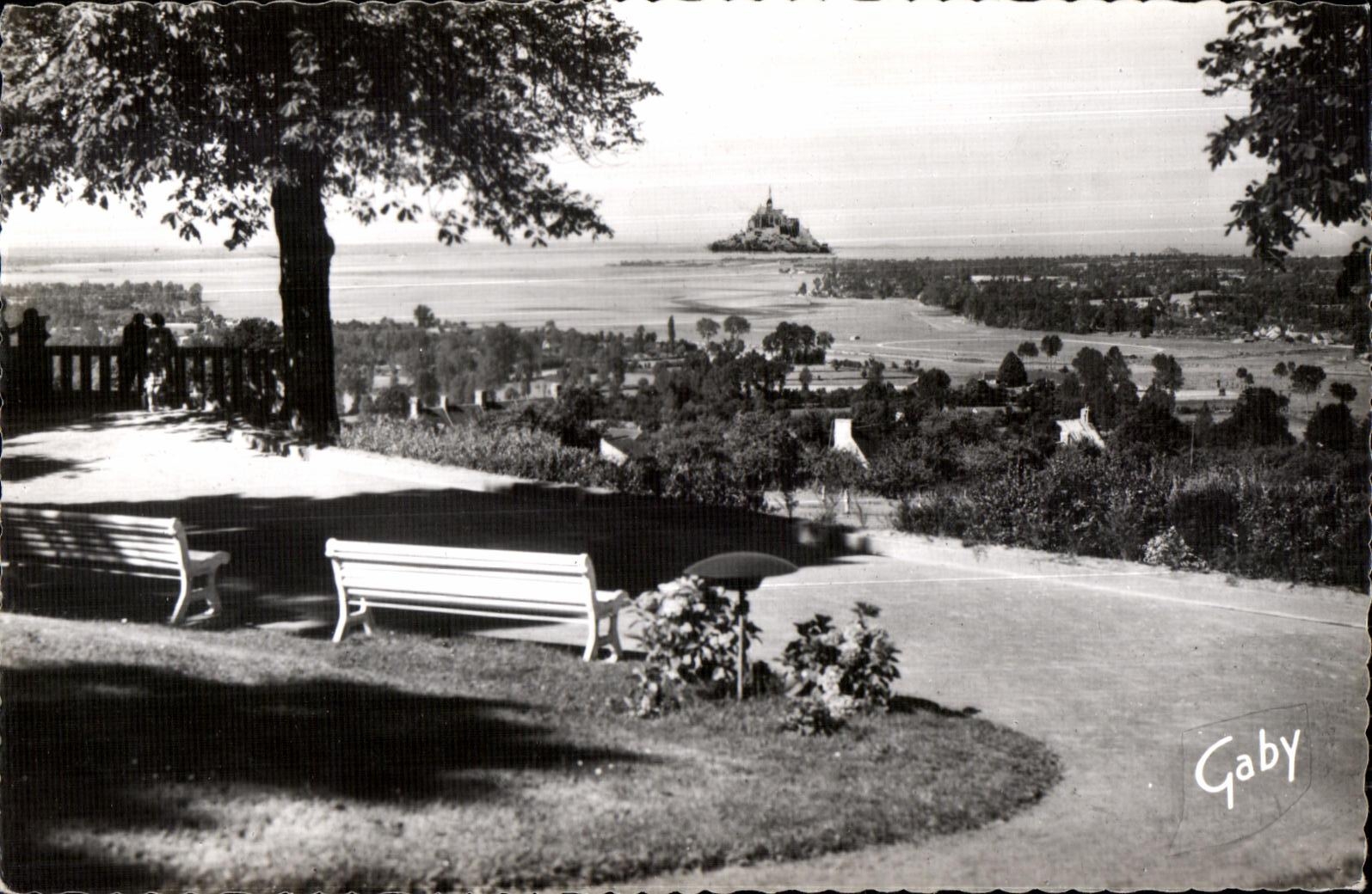 CPSM Avranches (manche) le jardin des plantes et vue de la baie vers le mont saint miche
