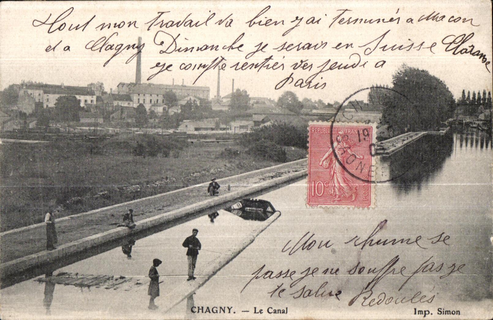 CPA Chagny Le Canal Pecheurs