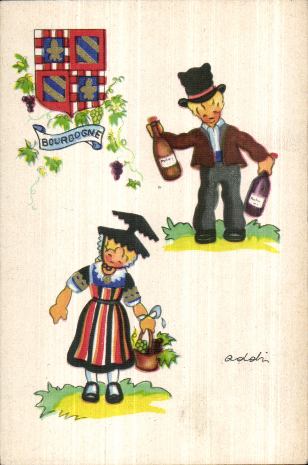 CPA Fantaisie Bourgogne Folklore 