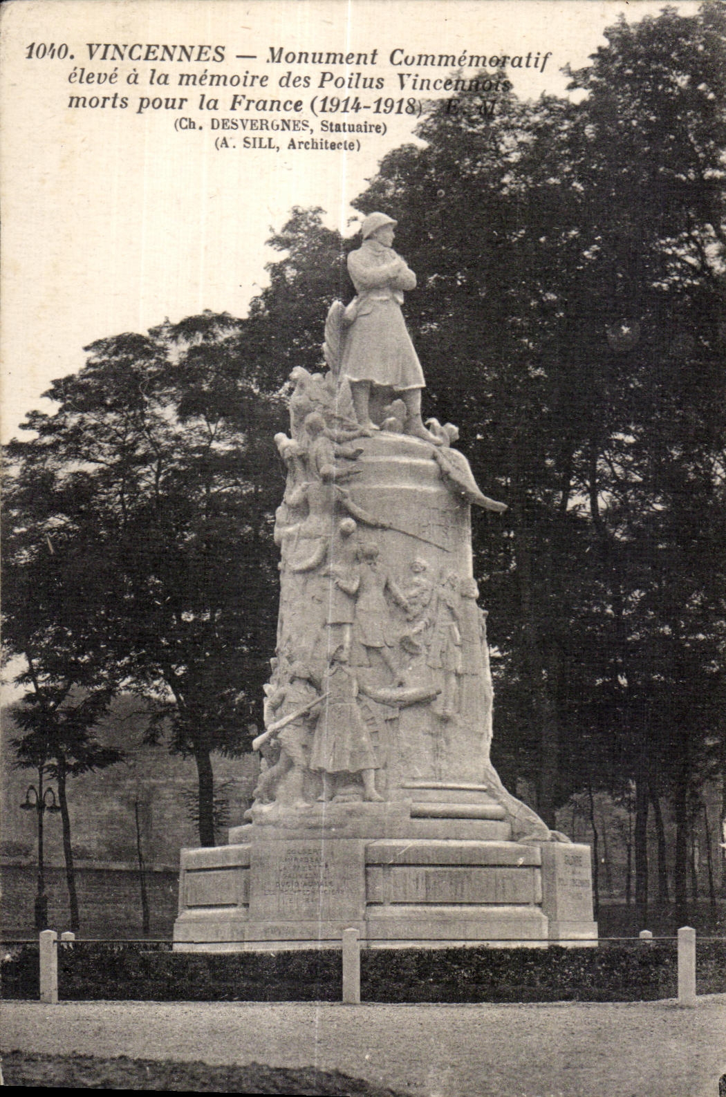 CPA Vincennes high Memorial with the memory of Hairy Vincennes Militaria