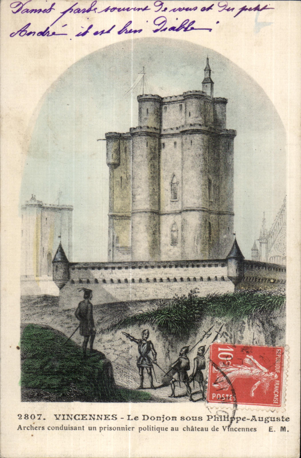 CPA Vincennes the Keep Under Philippe Auguste Archers Leading a political prisoner To the Castle of