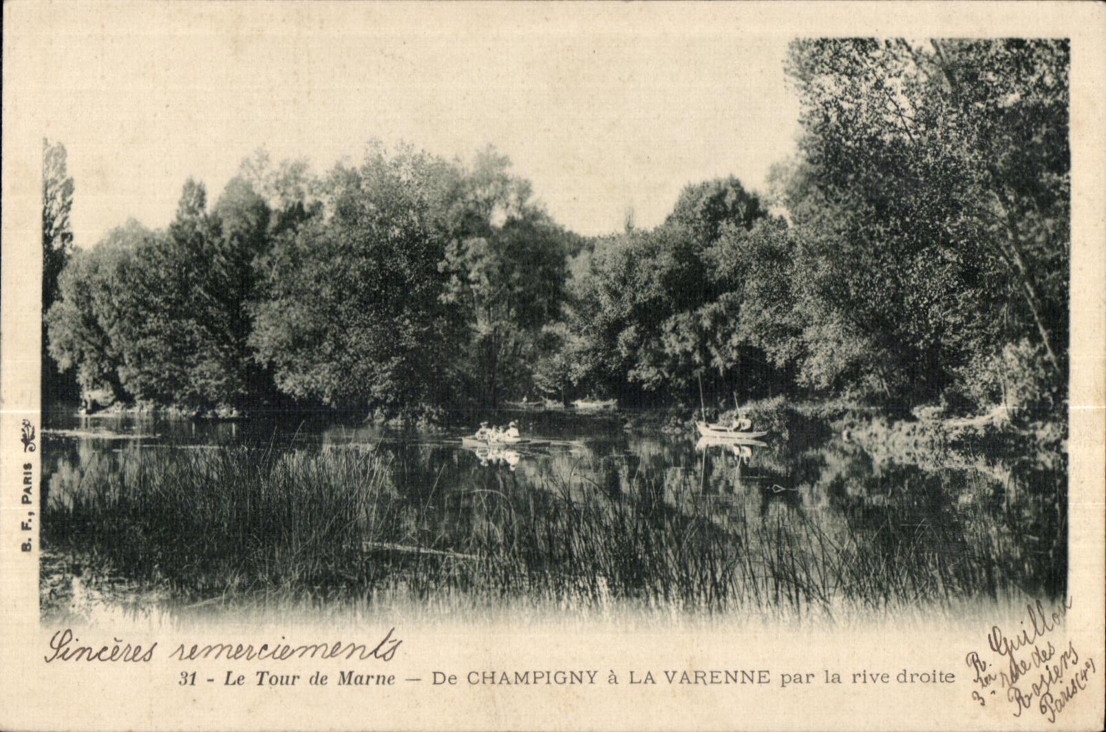 CPA the Turn of the Marne Of champigny to the Game preserve by the bank drolte