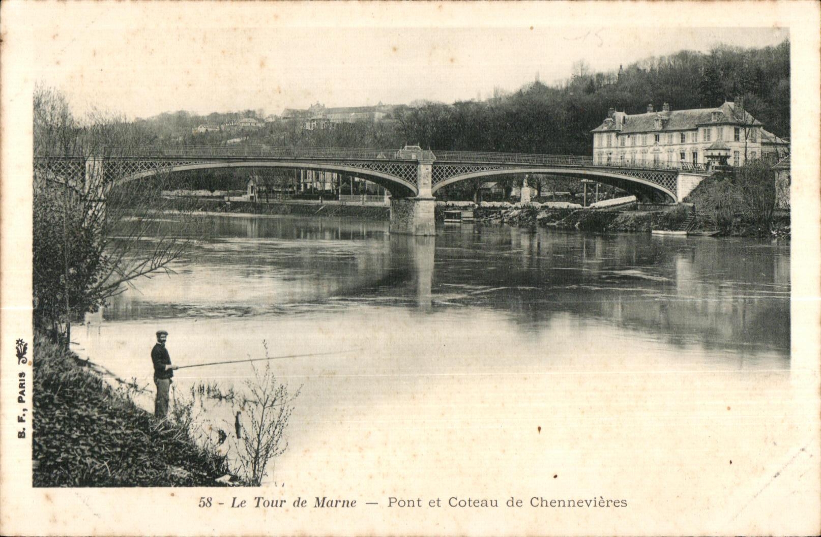 CPA the Turn of the Marne Bridge and Slope of Chennevieres