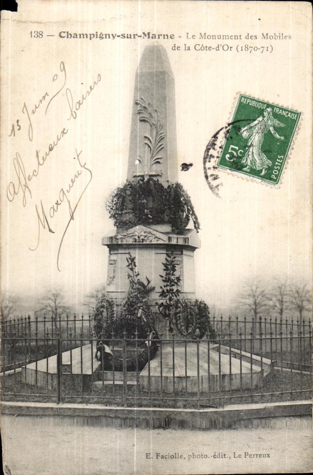 CPA Champigny on the Marne the monument of the Mobiles of the dimension but 1870 1871 Militaria