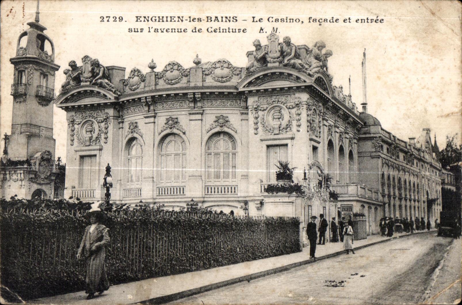 CPA Enghien les Bains the Casino frontage and Entering on I avenue of Belt