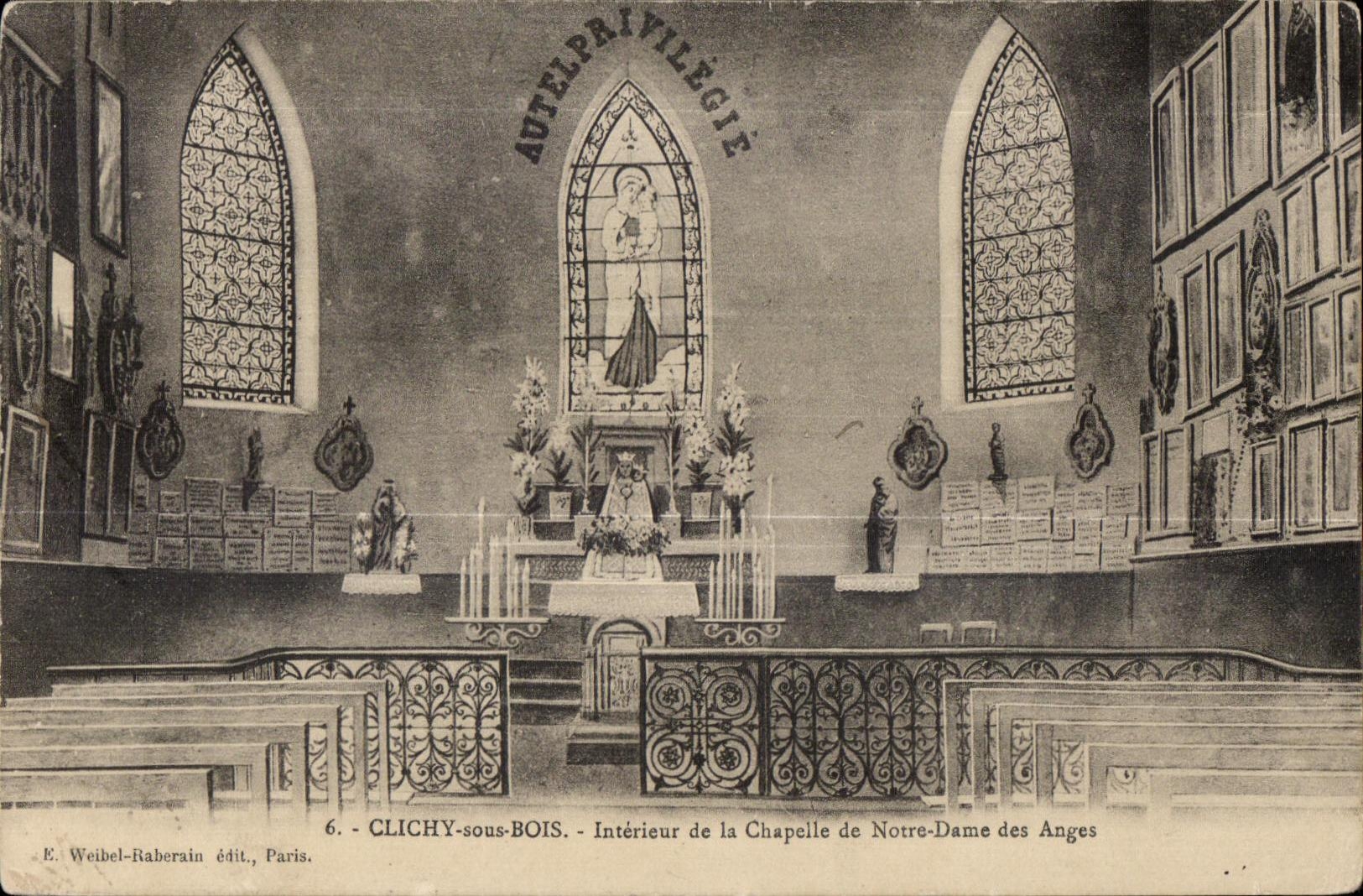 CPA Clichy debajo de la madera interior de la cAmara acorazada de Notre Dame de los Angeles