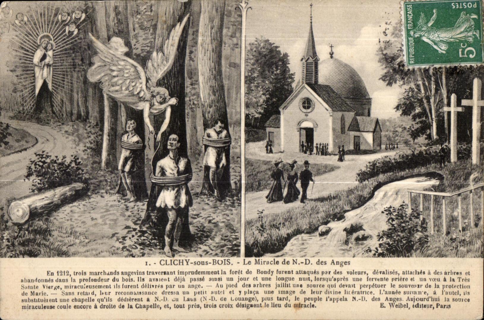 CPA Clichy debajo de la madera el milagro de NR de los Angeles