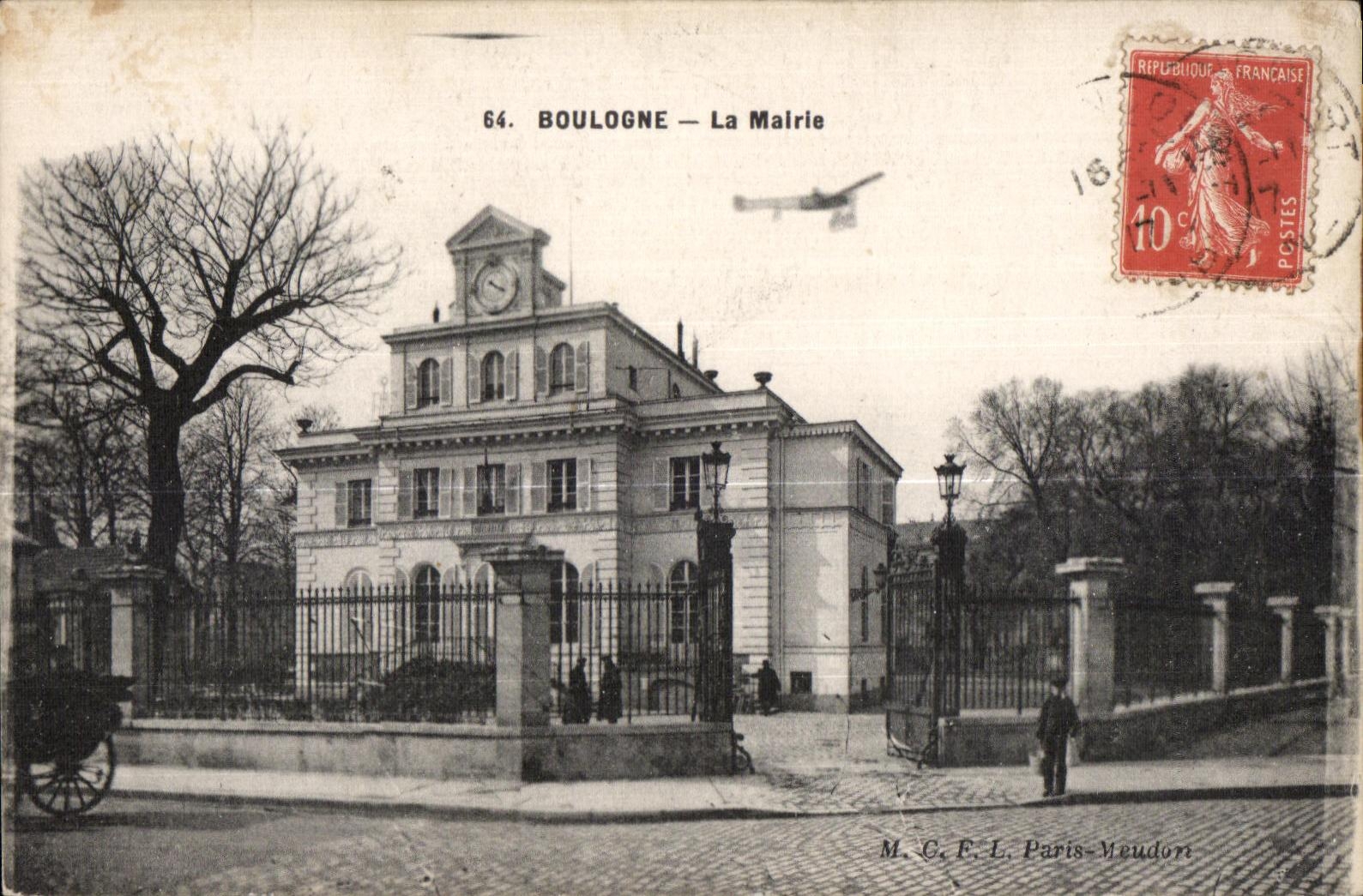 CPA Boulogne the Town hall Plane