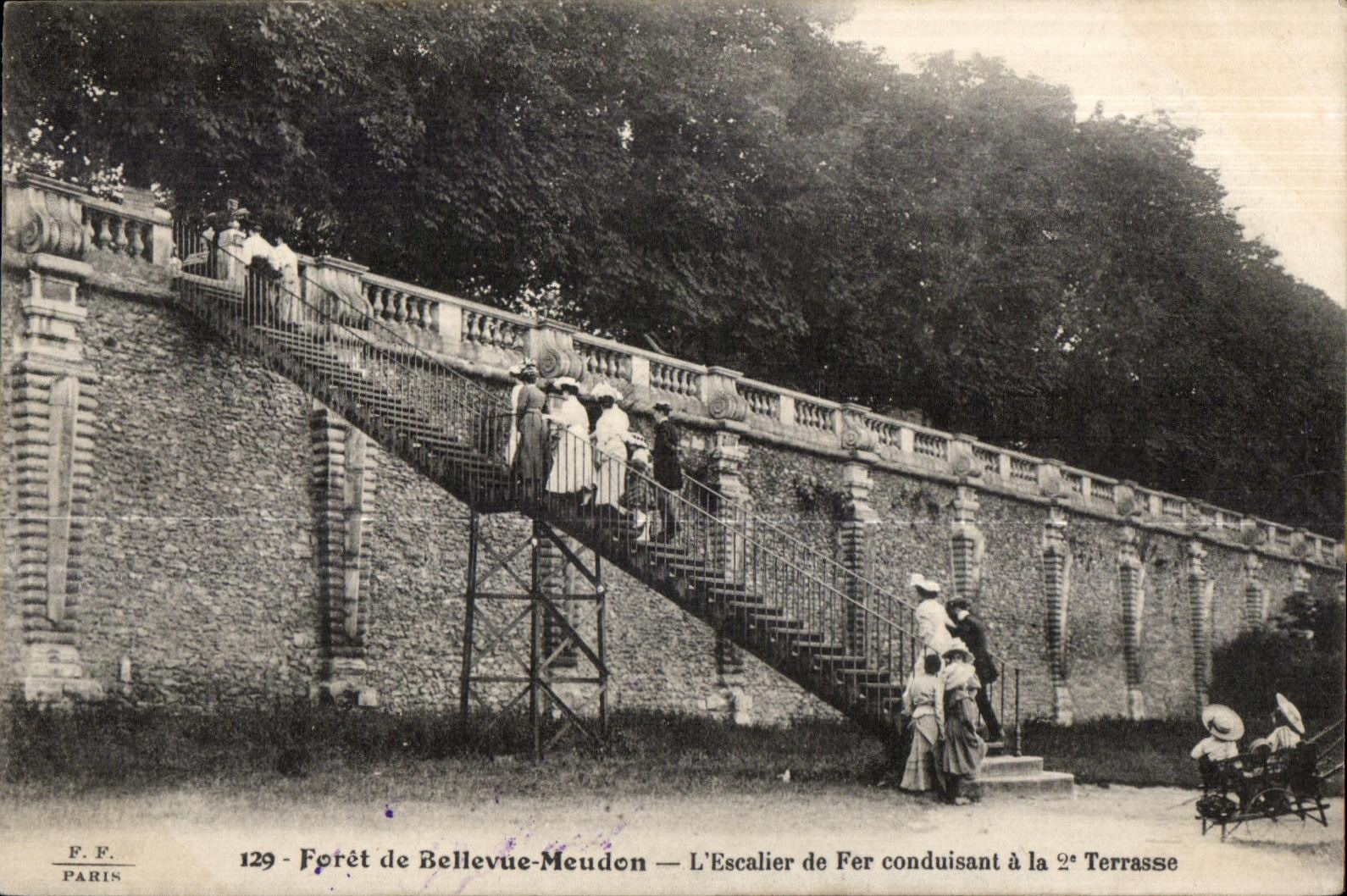 CPA forest of bellevue Meudon staircase of iron leading to the terrace