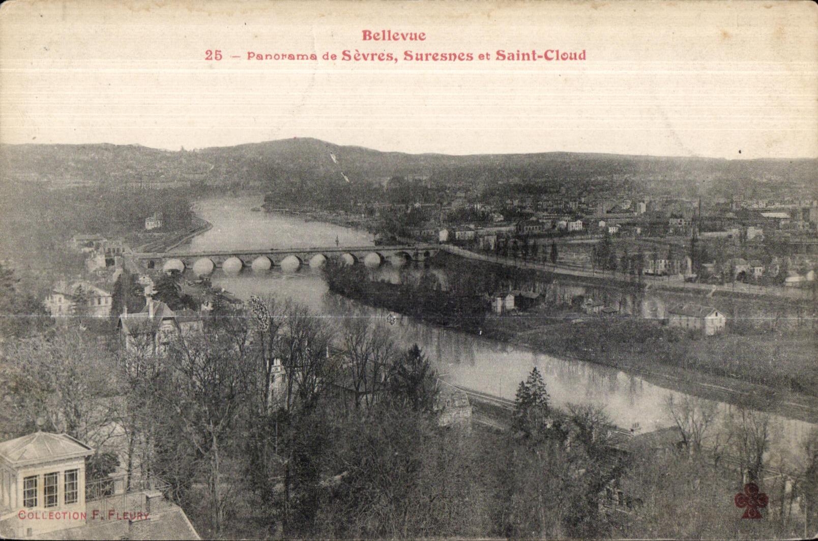 CPA Bellevue panorama of separate suresnes and holy cloud