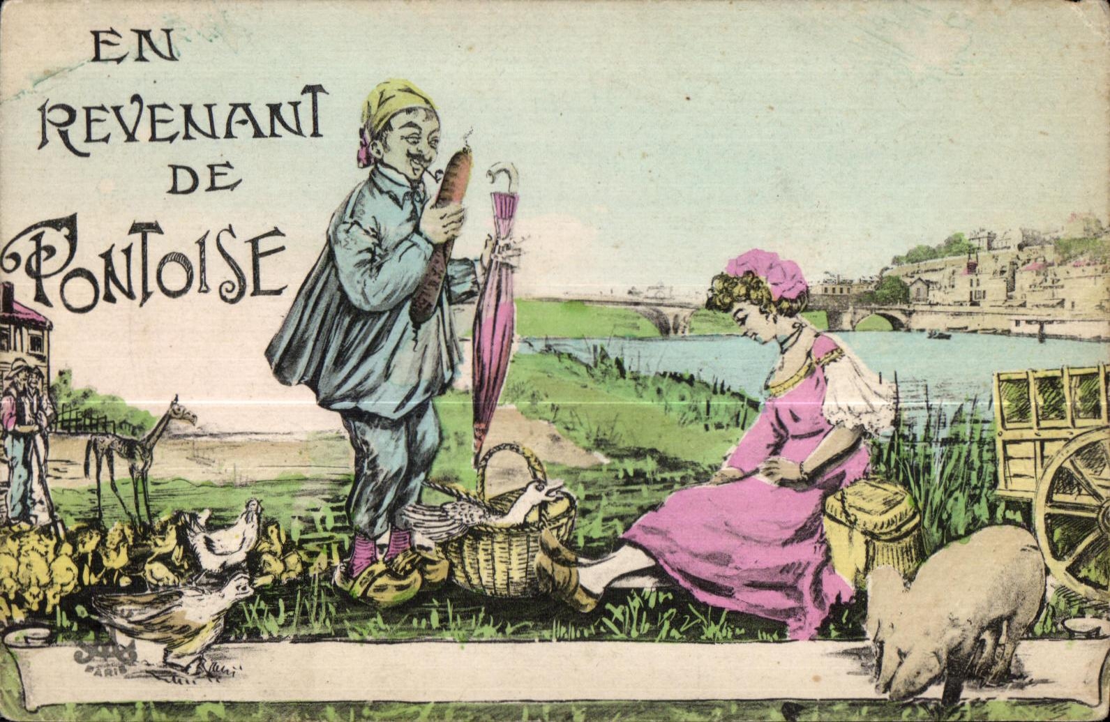 CPA Pontoise mientras que vuelve de cerdo del cerdo de Pontoise