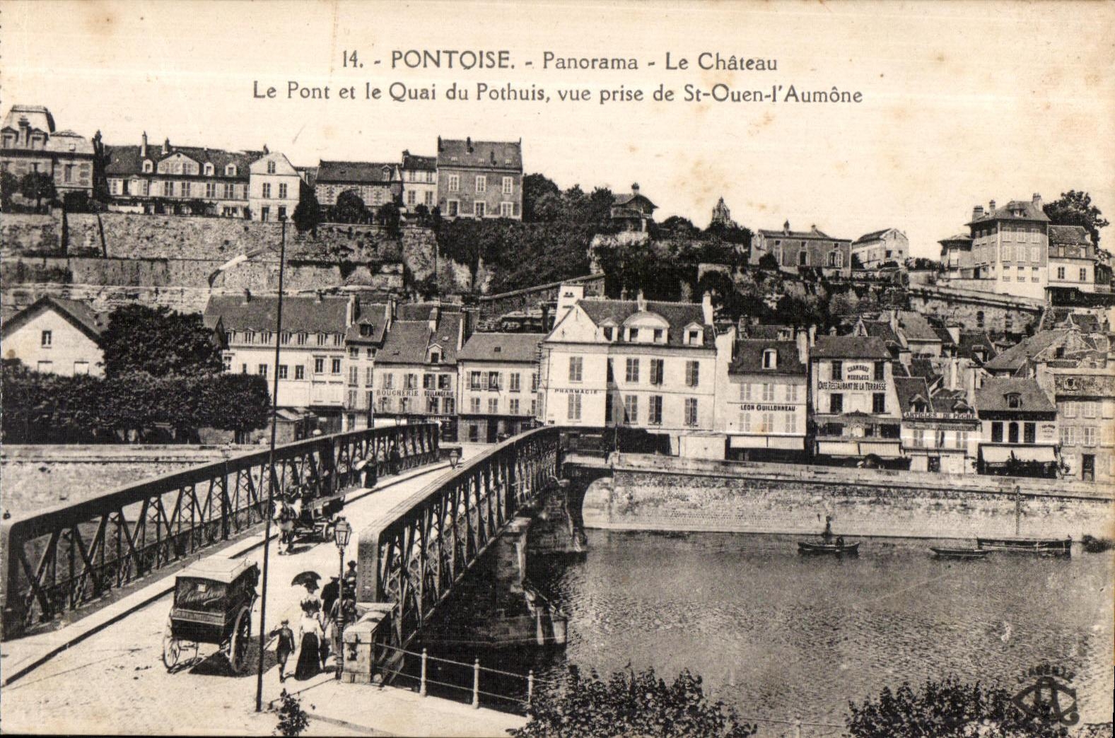 CPA Pontoise Panormam el castillo el puente y el Quay de Pothuis vistos de limosnas del St Ouen I