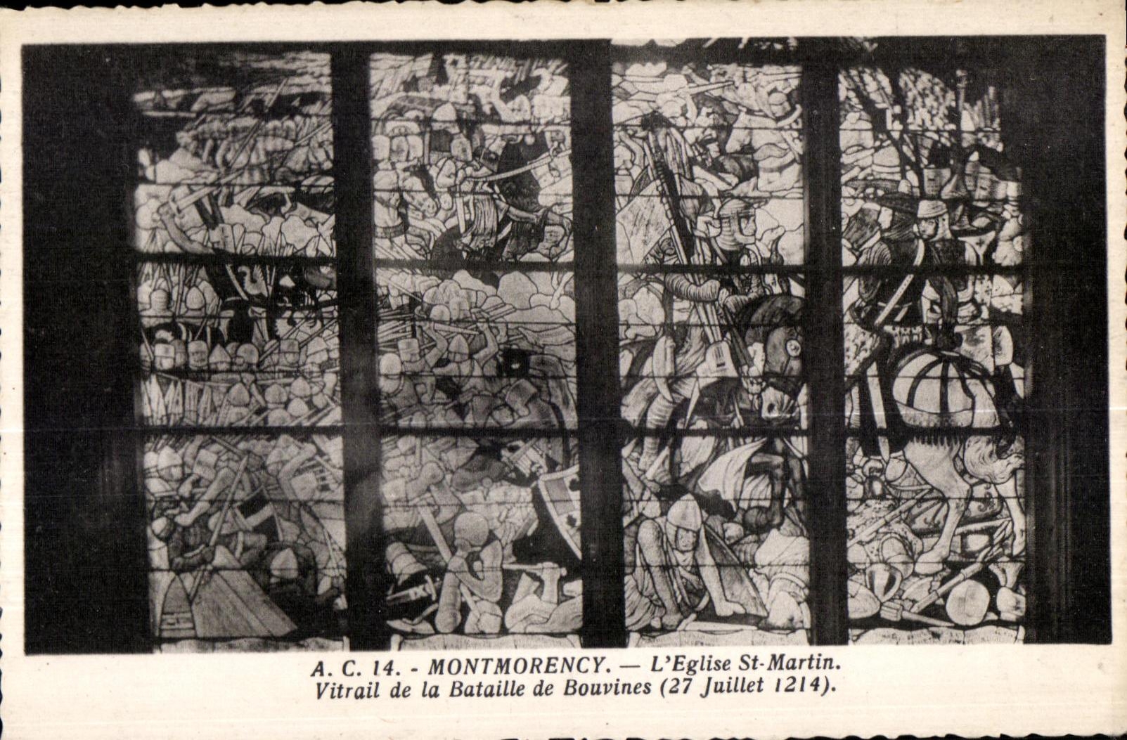 CPA Montmorency Church St Martin Stained glass of the Battle of Bouvines