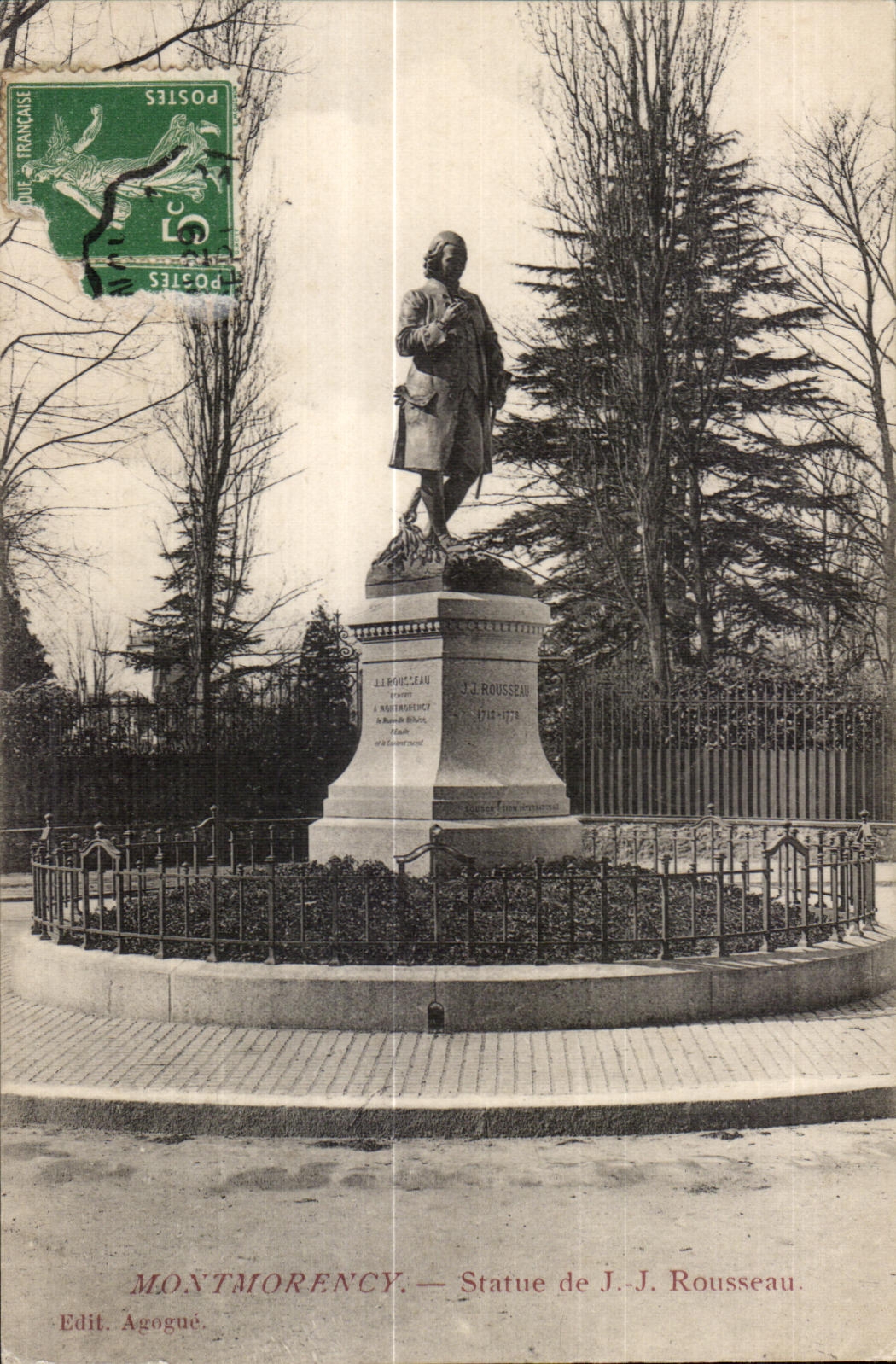 CPA Montmorency Statue of J J Rousseau