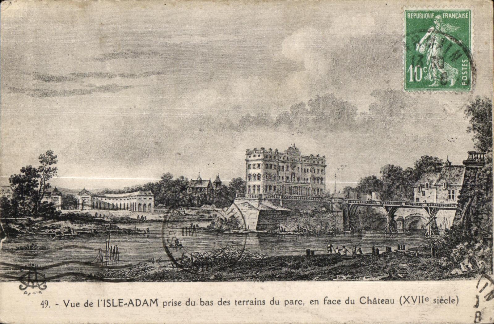 CPA considerado de Iisle AdAn tomado de la parte inferior de los argumentos por del castillo opuesto (siglo de XVIIe)